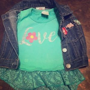 Infant jean jacket and blouse